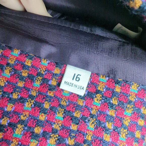 Vintage Evan Picone Blazer Medium Red Tweed Boxy - Picture 9 of 10